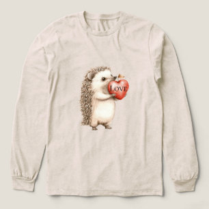 Cute Hedgehog with Red Heart Love Tri-Blend Shirt
