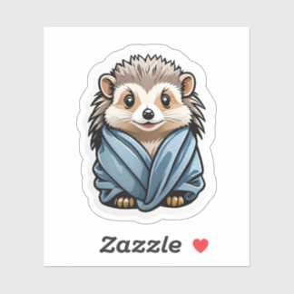 Cute Hedgehog Wrapped in Towel Sticker