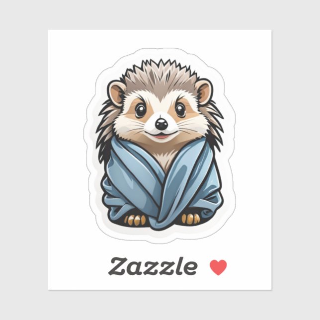 Cute Hedgehog Wrapped in Towel Sticker (Sheet)