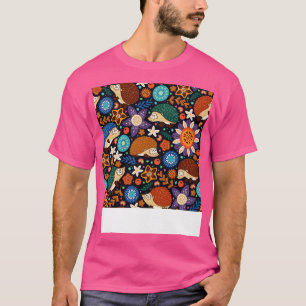 Cute Hedgehogs And Floral T-Shirt