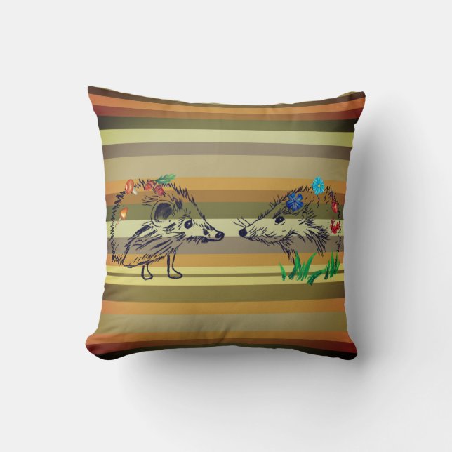 Cute Hedgehogs Fall Art Photography Cushion (Front)
