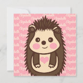 Cute Hedgehogs Girl's Pink Birthday Invitation (Back)