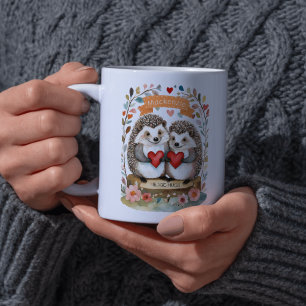 Cute Hedgehogs Hedgehugs personalized Valentines Coffee Mug