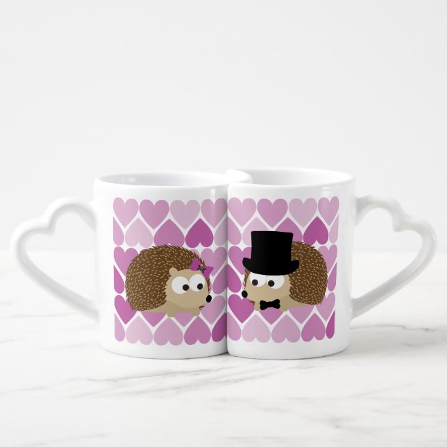 Cute Hedgehogs In Love Coffee Mug Set (Front Nesting)