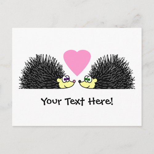 Cute Hedgehogs In Love Postcard