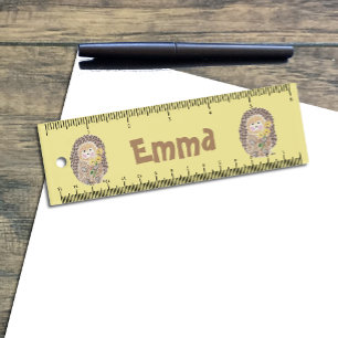 Cute hedgehogs kid yellow ruler