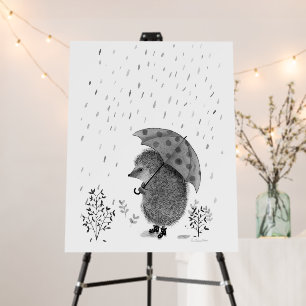 Cute Hedgehog's Rainy Day Illustration Nursery Art Foam Board