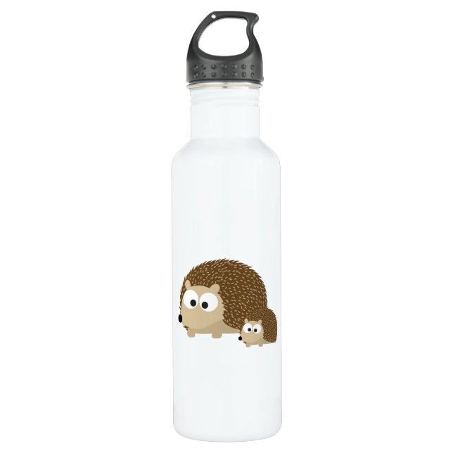 Cute Hedgehogs Stainless Steel Water Bottle (Front)