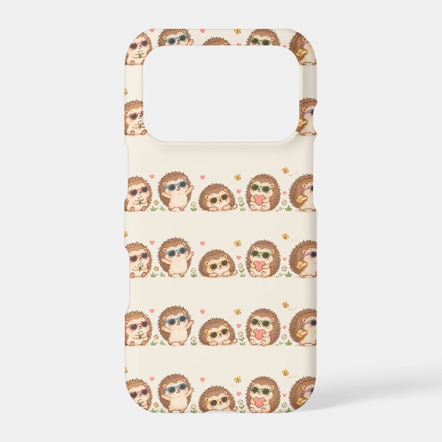 Cute Hedgehogs with Sunglasses Pattern Adorable iPhone Case (Back)