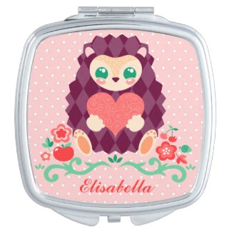 Cute Hedgie Heart - Custom Name Compact Mirrors