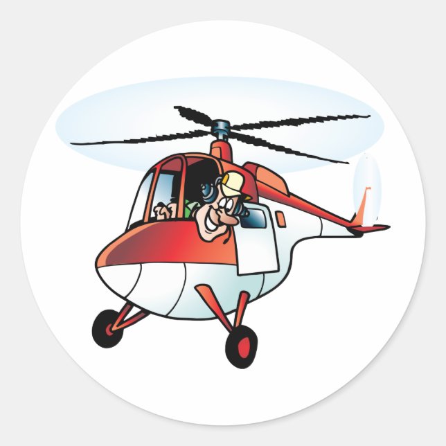 Cute Helicopter Classic Round Sticker (Front)