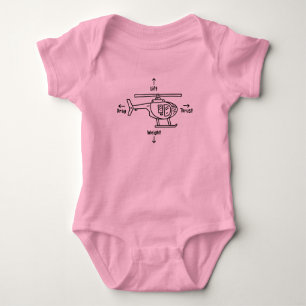 Cute Helicopter Four Forces Flight Illustration Baby Bodysuit
