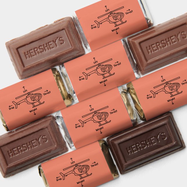 Cute Helicopter Four Forces Flight Illustration Hershey's Miniatures (Assorted)
