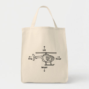Cute Helicopter Four Forces Flight Illustration Tote Bag