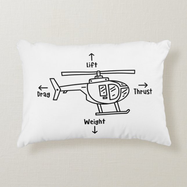 Cute Helicopter Four Forces Illustration Accent Pillow (Front)