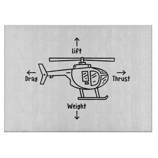 Cute Helicopter Four Forces Illustration Cutting Board (Front)