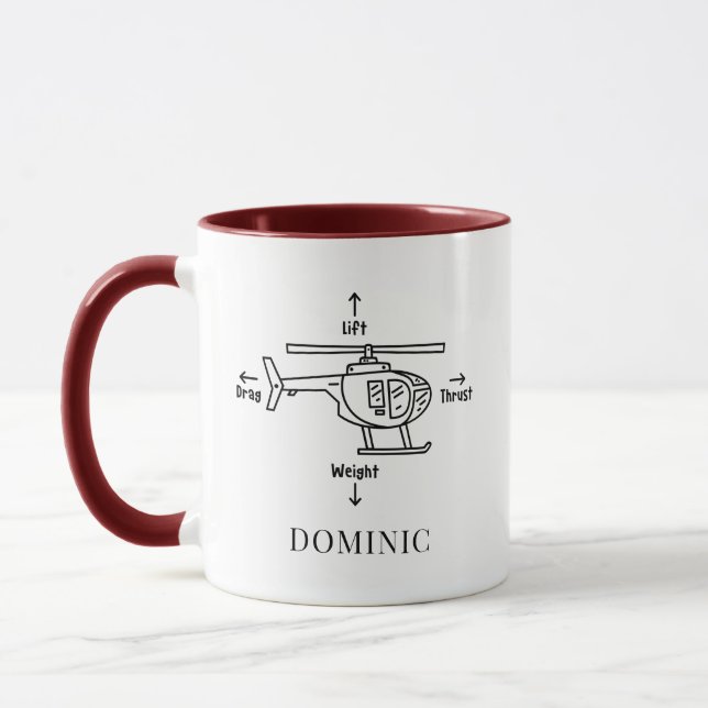 Cute Helicopter Four Forces Illustration Doodle Mug (Left)