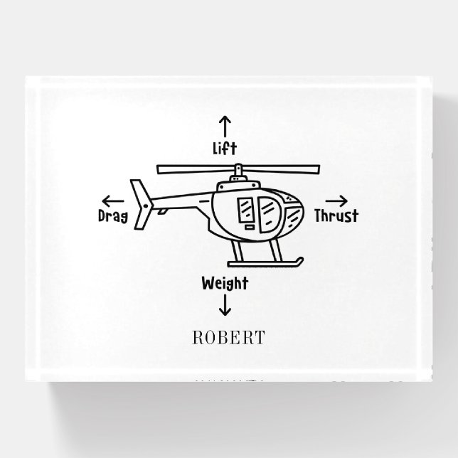 Cute Helicopter Four Forces Illustration Paperweight (Front)