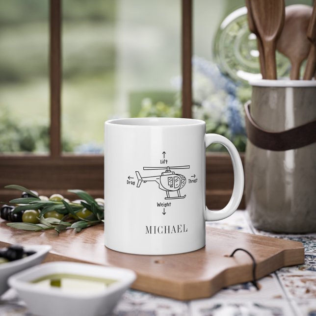 Cute Helicopter Illustration Personalized Coffee Mug (Creator Uploaded)