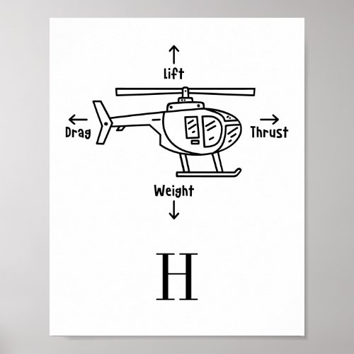 Cute Helicopter Illustration Personalized Poster