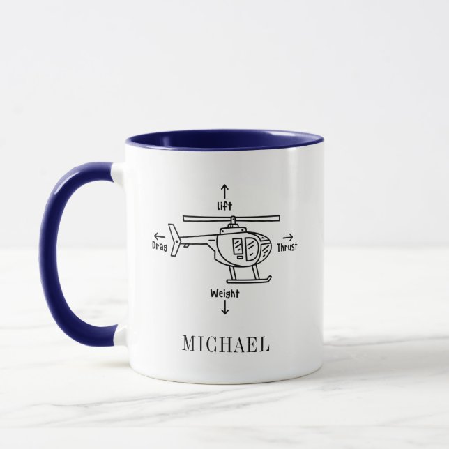 Cute Helicopter Pilot Retirement Gift Personalized Mug (Left)