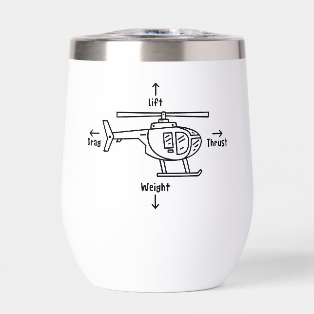 Cute Helicopter Pilot Retirement Thermal Wine Tumbler (Front)