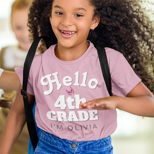 Cute Hello 4th Grade Back to School T_Shirt