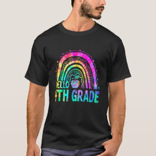 Cute Hello 4th Grade Rainbow Tie Dye Back To Schoo T-Shirt