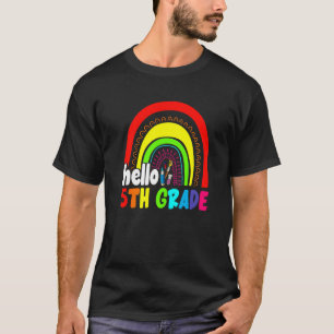 Cute Hello 5th Grade Rainbow First Day Of School T-Shirt