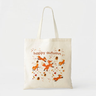 Cute Hello Autumn Fox Cozy Fall Tote Bag - Seasona