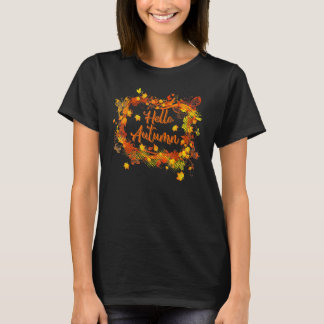 Cute Hello Autumn Season Thanksgiving And Fall Col T-Shirt