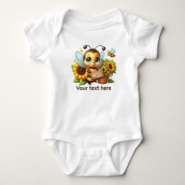 Cute hello baby bee customizable bodysuit (Front)