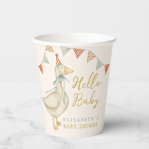 Cute Hello Baby Duck Baby Shower  Paper Cups