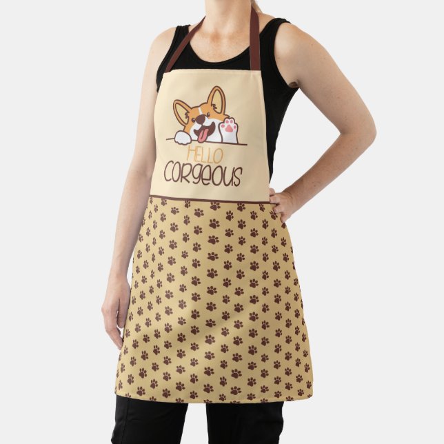 Cute Hello Corgi Dog Apron (Insitu)