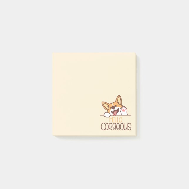 Cute Hello Corgi Dog Post-it Notes (Front)
