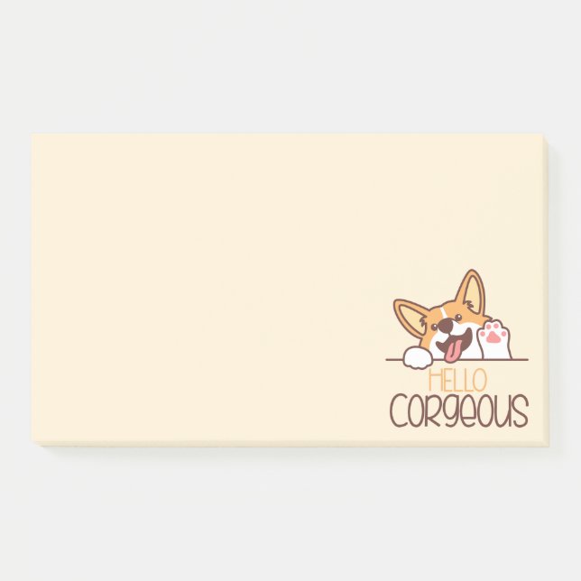 Cute Hello Corgi Dog Post-it Notes (Front)