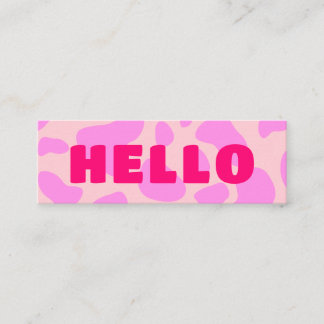 Cute HELLO Cow Print Pastel Blush Pale Pink Mini Business Card