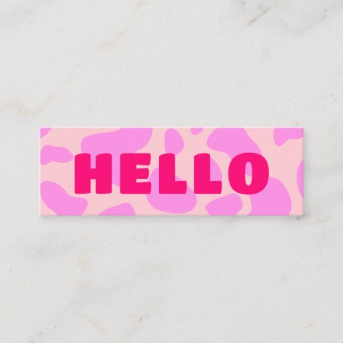 Cute HELLO Cow Print Pastel Blush Pale Pink  Mini Business Card