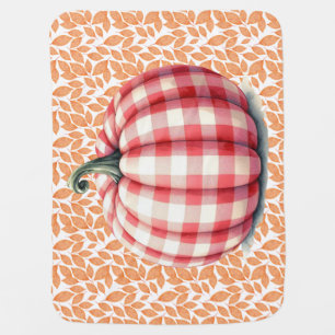 Cute hello fall plaid pumpkin baby blanket