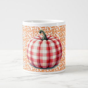 Cute hello fall plaid pumpkin giant coffee mug