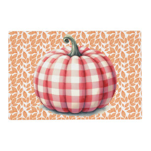Cute hello fall plaid pumpkin placemat