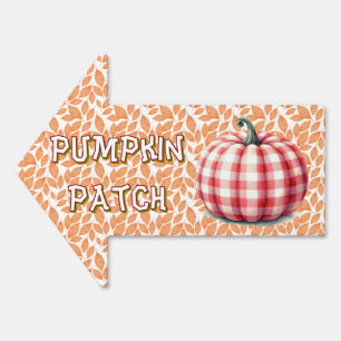 Cute hello fall plaid pumpkin sign