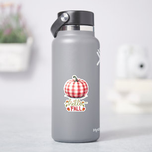 Cute hello fall plaid pumpkin sticker
