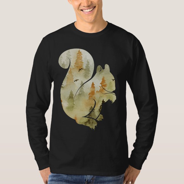 Cute Hello Fall Squirrel Autumn  Animal Leaf T-Shirt (Front)