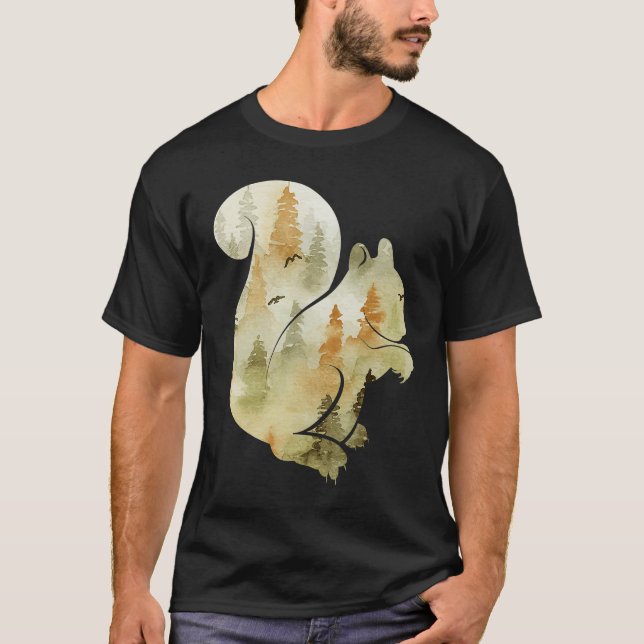 Cute Hello Fall Squirrel Autumn  Animal Leaf T-Shirt (Front)