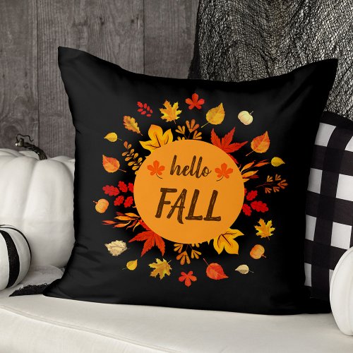 Cute Hello Fall Throw Pillow