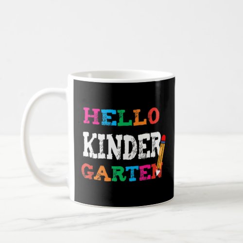 Cute Hello First Day Of Kindergarten Teacher Back  Coffee Mug