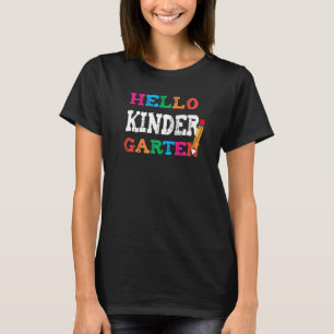Cute Hello First Day Of Kindergarten Teacher Back  T-Shirt