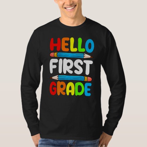 Cute Hello First Grade Back To School First Day Of T_Shirt