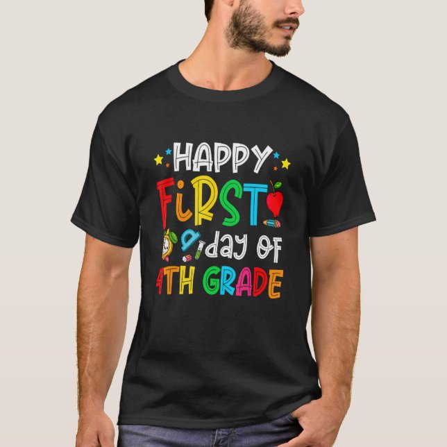Cute Hello Happy First Day Of Fourth Grade T-Shirt (Front)